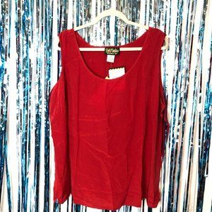 NWT Vintage 1990s Bob Mackie Red 100% Silk Tank 3X